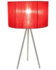 Lalia Home Brushed Nickel Tripod Table Lamp With Pleated Silk Sheer Shade