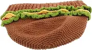 [SAFIGLE] Cute Bread Hat Stylish Hamburger Headwear Warm Crochet Cap for for Theme Parties