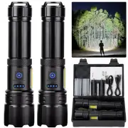 Rechargeable Flashlight, 2 Pack 900000 High Lumens Super Bright Flash Light, 7 M
