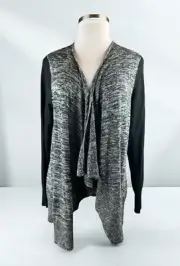 NWT Torrid Open Front Drape Lightweight Cardigan Heathered Gray Colorblock 1X