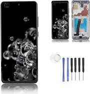 6.9 Inch LCD Screen Replacement for Galaxy S 20 Ultra with Frame & Repair Tools, Compatible with SM-G988B SM-G988U SM-G988N SM-G988W, 1440x3200 120Hz Refresh Rate (Black)
