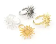 Sun Hammered Round Blank Ring Base Adjustable brass,Shiny gold-silver 4715