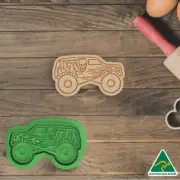 Green Monster Truck Cookie Cutter and Embosser Stamp