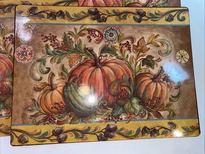 Fall Autumn Cork Placemats Set of 4 Thick Cork Place Mats for Dinning pumpkins