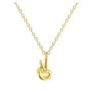 ANYCO Necklace 18k Gold Plated 925 Silver Peace Sign Pendant Gift Jewelry for Women