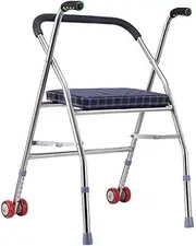 Lightweight Wheel Rollator Elderly Walker, Wheeled, with Seat Plate, Elderly Walker, Walker, Foldable (Black) Interesting