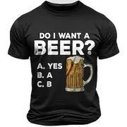 Men's Letter Printed Funny Beer T Shirt Tee Top Cotton Short Sleeve Graphic Shirt Black Dark Grey Army Green Comfortable Tee Street Sports Outdoor Fashion Desi
