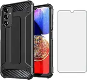 [Asuwish] Phone Case for Samsung Galaxy A14/M14 5G with Tempered Glass Screen Protector Cover and Cell Accessories Slim Soft TPU Silicone Dual Layer Protective Hybrid A 14 4G 14A 14M G5 Women Men Black