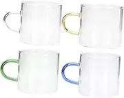 PRETYZOOM 4Pcs Creative Glass Tea Cup Unique Drinking Cups for Home Office Outdoor Use Smooth Surface Elegant Design for Tea Wine