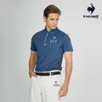【LE COQ SPORTIF 公雞】高爾夫系列 男款藍色經典LOGO印花抗UV短袖POLO衫 QGT2T203