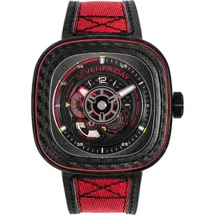 SEVENFRIDAY 限量紅色碳纖維 機械錶 P3C/04