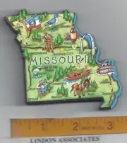MISSOURI ARTWOOD JUMBO STATE MAP MAGNET JEFFERSON CITY ST LOUIS BRANSON