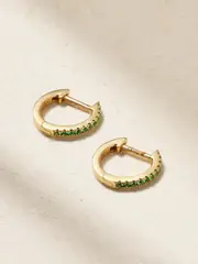 [Mateo] Mateo - 14-karat Gold Emerald Hoop Earrings - Green - One size One size Green