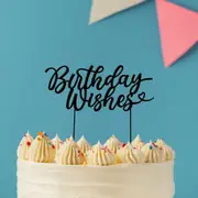 Matte Black Plated Metal Cake Topper - Birthday Wishes