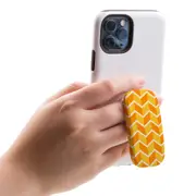 Kickstand Grip AddOn, Universal Phone Holder, Zigzag Yellow Orange