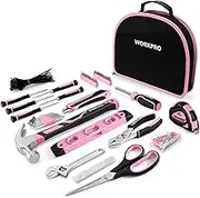 WORKPRO Pink Tool Kit - 236 Pieces Pink Tool Set with Easy Carrying Round Pouch, Household Tool Kit Perfect for DIY, Home Maintenance - Pink Ribbon