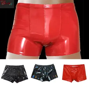 男士人造皮革短褲平角內褲 Wetlook 乳膠內褲 Trunks Underwear 滿599免運