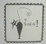 Handpainted Needlepoint Canvas Black Cat Go Scratch Funda Scully FS-11 10x10 18M