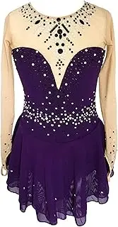 [Zagitova] Figure Skating Dress for Girls Long Sleeve Patchwork Women Competition Dance Outfits with Shiny Rhinestone