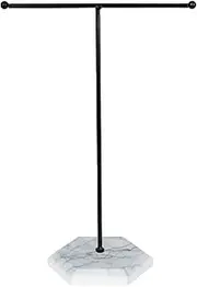 Jewellery Stand, Metal T-Bar Jewellery Holder Necklace Stand Earring Holder Jewellery Tree Chain Holder, Jewellery Organiser, Jewellery Storage for Bracelets, Earrings, Rings, Chains (White + Black)