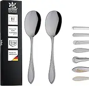 Gehring Solingen Filou Serving Spoons, Set of 2, Stainless Steel Cutlery, Serving Spoon for Vegetables, Side Dishes and Salads, Dishwasher Safe, Made in Germany
