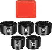 BLACKROBOT 5 Pieces 3/8” Drive Low Profile Oil Filter Socket Set, Metric Size 24mm, 27mm, 29mm, 32mm, 36mm, Chrome Vanadium Steel, 6 Point Design, Oil Filter Cap Remover and Installer Tool Set
