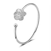2PCS Copper Cherry Blossom Flower Bangles for Women Adjustable Jewelry
