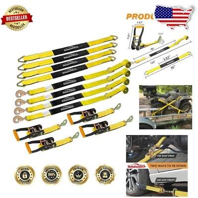 Universal Fit 2" x 10' Vehicle Transport Tie Down Straps with Cordura Protection