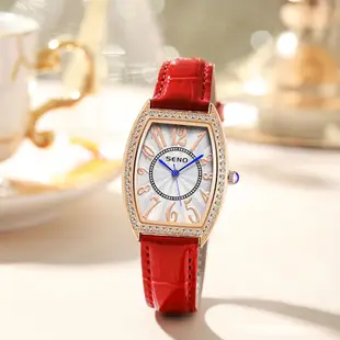 【專櫃正品 高品質】SENO品牌2024新款手表長方形皮帶時尚表女士石英表手表高級感商務女士腕錶進口機芯非機械錶交接禮物