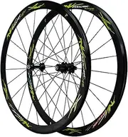28" Carbon Fiber Road Bike Wheels 700C Wheelset 40mm Matte 20mm Width Suitable 7-12 Speed Cassette Mountain Bike Wheelset QR 1890g (Color : Black hub Green)