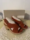 Clarks Marista Lara Sand Suede Rust Platform Wedge Sandals Women Sz 6M New