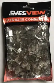 100 pack CAT 6 RJ45 AvesView Ethernet Connectors Pass Through