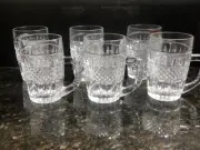 Set Of 6 Bohemian Czech Beer Mugs Clear Crystal Glass NEW