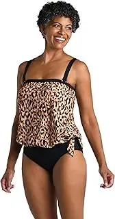 [Maxine Of Hollywood] Women's Zebra Garden Bandeau Blouson Tankini with Removable Straps