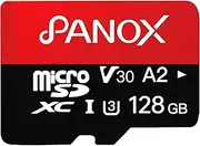 128GB microSDXC UHS-I Memory Card with Adapter - Up to 160MB/s, C10, U3,V30,4K, A2, MicroSD Card with PANOX V2