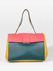 Panelled Leather Top Handle Bag