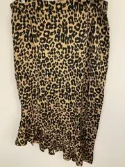 Nasty Gal Wrap Style Leopard Print Midi Plus Size Skirt Asymmetrical Hem Size 16