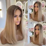 Remy Human Hair 5x5 Closure 13x4 Lace Front Wig Short Bob Brazilian Hair Straight Blonde Wig 130% 150% Density with Baby Hair Ombre Hair 100% Virgin Glueless P