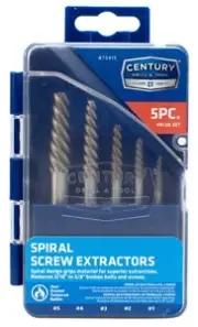 Century Drill & Tool 73415 5 Piece Spiral Flute Screw Extractor Set