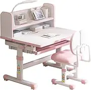 SMIXLVY Kids Study Desk and Chair Set 3-18 Years Kids Desk and Chair Set Ergonomic Height Adjustable Children School Study Desk with Tilt Desktop, Drawer Boy and Girl Table and Chair Set