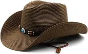 [YUUSONSM] Sunhat Sun Hats, Straw Cowboy Hat Bohemian Beach Hat for Men Women Multicolor 56-58cm Head Circumference
