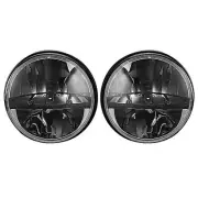 Octane 7" inch Round Chrome Black Dual Low/Hi HID LED Octane Headlights Pair (for: Peugeot)