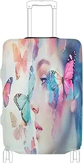 [Joisal] Unicorn Waterfall Purple Suitcase Protector Cover Stretch Luggage Identifiers for Suitcases Unique, Travel Accessories, Butterfly Woman, L 26-28 in