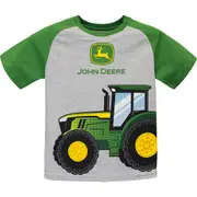 John Deere Tractor Themed Cotton/Polyester T-Shirt/Tee Childrens Size 6 Grey