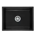 Black Granite Stone Single Kitchen Laundry Sink 590x450mm Undermount Topmount