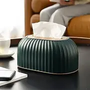 Rectangular Tissue Box Lid for Disposable Tissues, Tissue Box Holder with Bottom Spring, for Storage on Bathroom Cabinets, Countertops, Bedroom Dressers,Green 22.2x10.7x13.5 cm