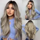 Long Blonde Wavy Synthetic Hair Wigs with Bangs for Women Graduation Cosplay Wig