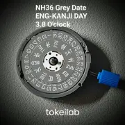 SEIKO NH36 Movement Grey Day & Date 3.8 o'clock Crown SEIKO Mod SKX SRP SII TMI