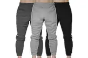 3x Mens Fleece Skinny Track Pants Jogger Gym Casual Sweat Warm - Assorted Colours