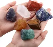 SUNYIK 7 Chakra Stones Set,Natural Rough Raw Stone Tumbling,Cabbing,Crystal Healing Kits